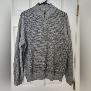 Dockers Mens Sweater Polo Knit Gray Heathered Long Sleeve Size Medium 1/2 Zip